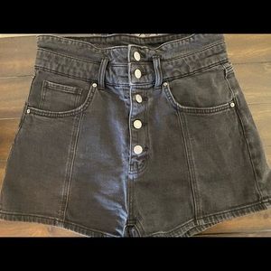 Black buttoned jean shorts